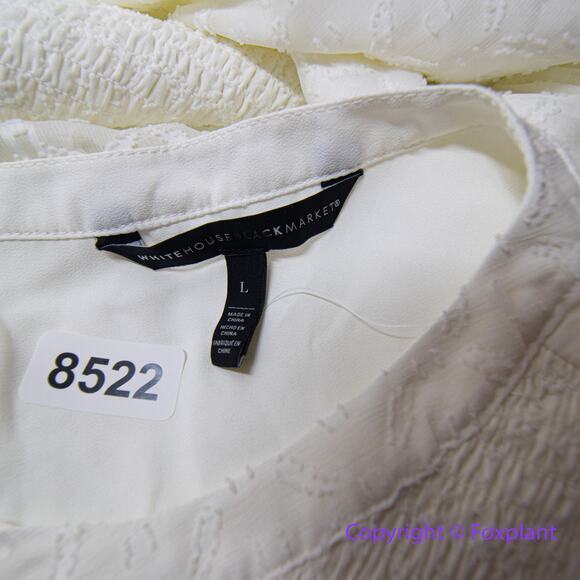 New!‎ White House Black Market Smocked Blouson Dress ivory white, size L - Picture 15 of 16